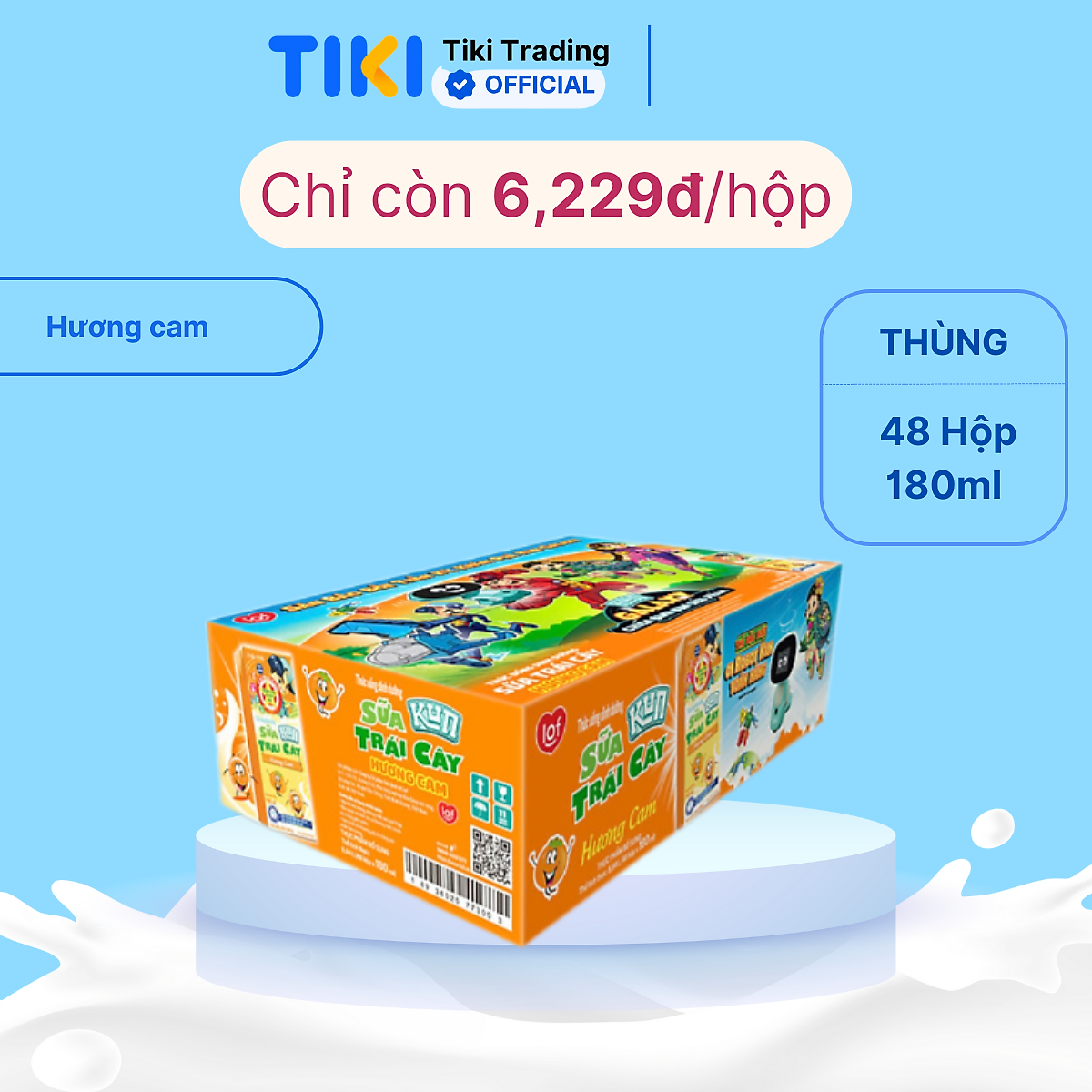 Thùng 48 Hộp Sữa Trái Cây Hương Cam KUN 180ml/hộp ( thẻ cào)