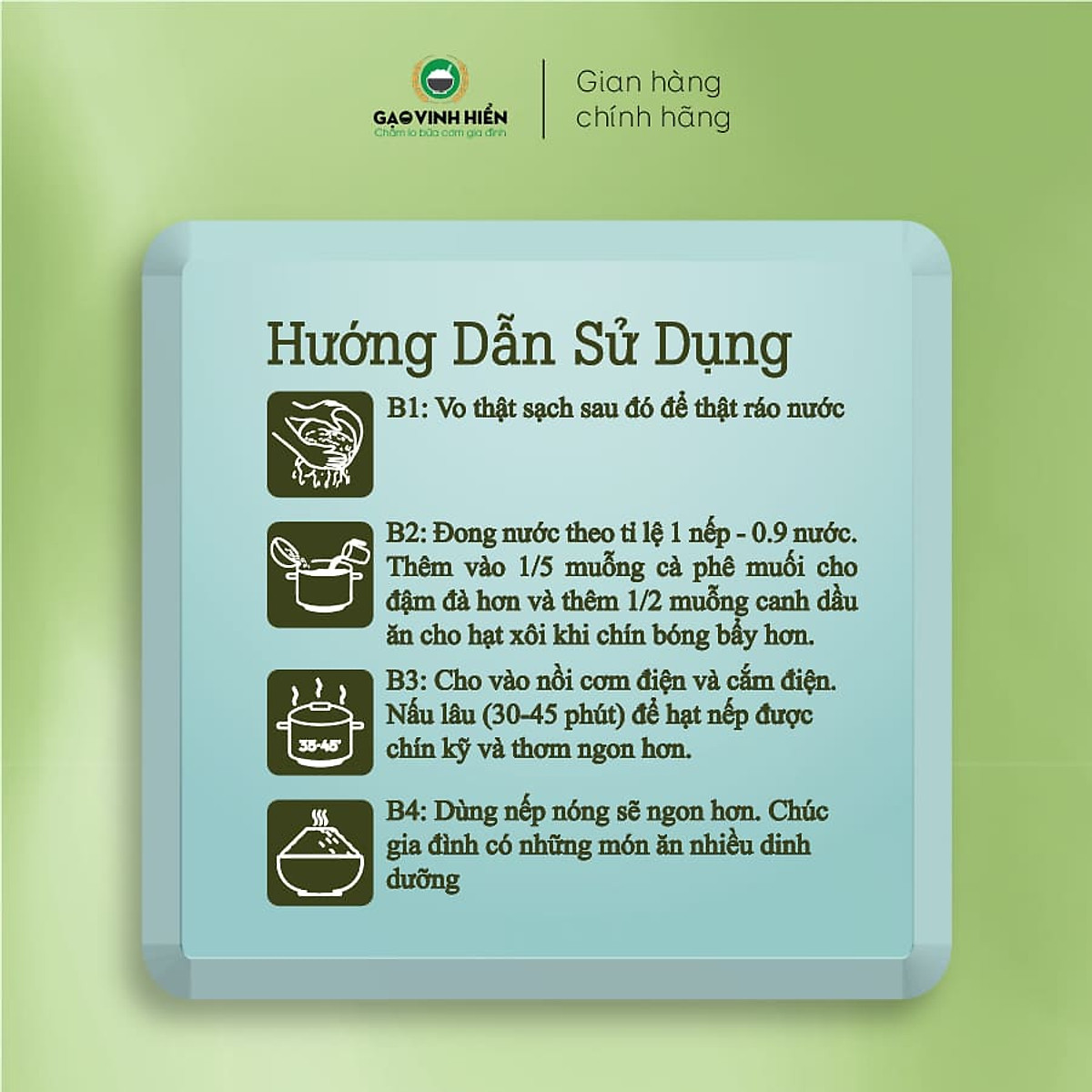 Gạo Nếp Chùm Vinh Hiển túi 1Kg - Nếp Sạch 3 Không - Gạo nếp dẻo, thơm xôi mới thuộc thương hiệu Gạo Vinh Hiển
