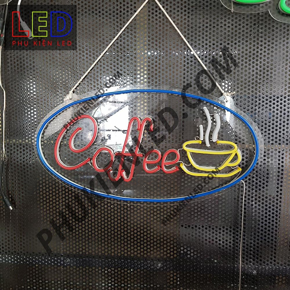 Đèn Led Neon Chữ Coffee Và Ly Cà Phê Hình Oval - Coffee Sign, Đèn Led Neon