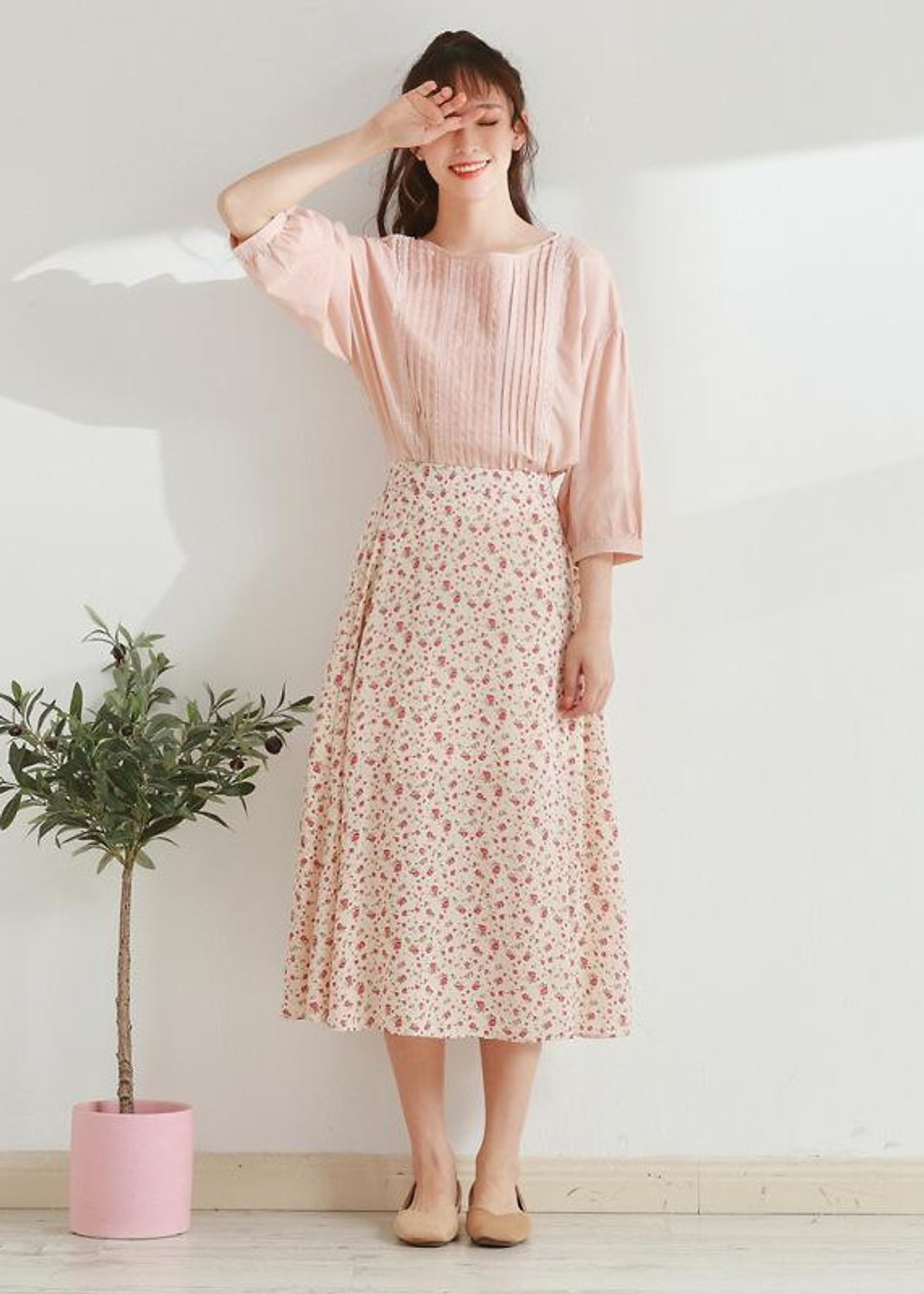 12 Chân váy dài qua gối vintage cổ điển Hàn Quốc tôn dáng