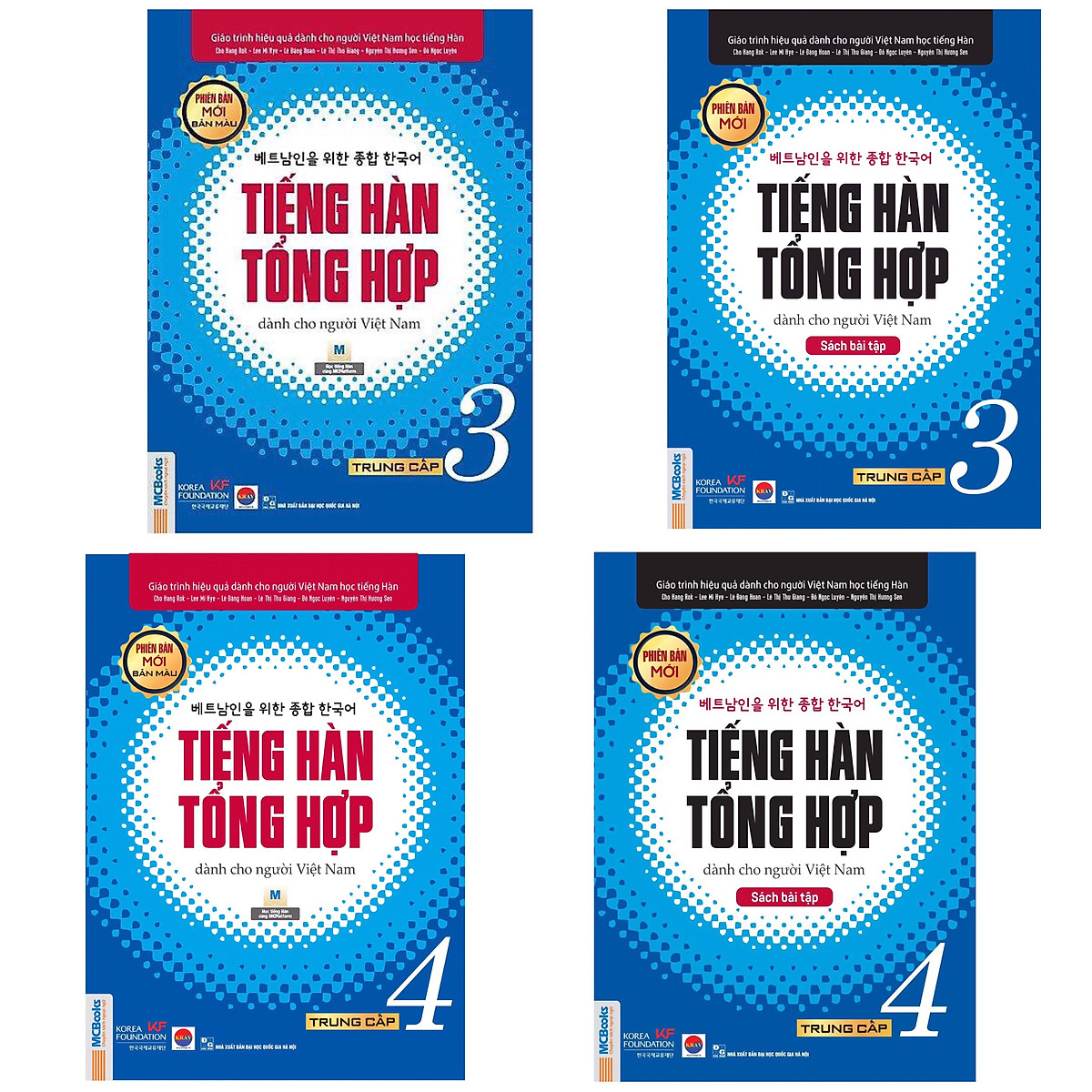 Combo (4 Cuốn) Giáo Trình Tiếng Hàn Tổng Hợp Trung Cấp Tập 3 + Tập 4 (Sách Giáo Khoa và Sách Bài Tập) - Phiên Bản Mới / IN MÀU / Sách Học Tiếng Hàn Hiệu Quả Cho Người Việt