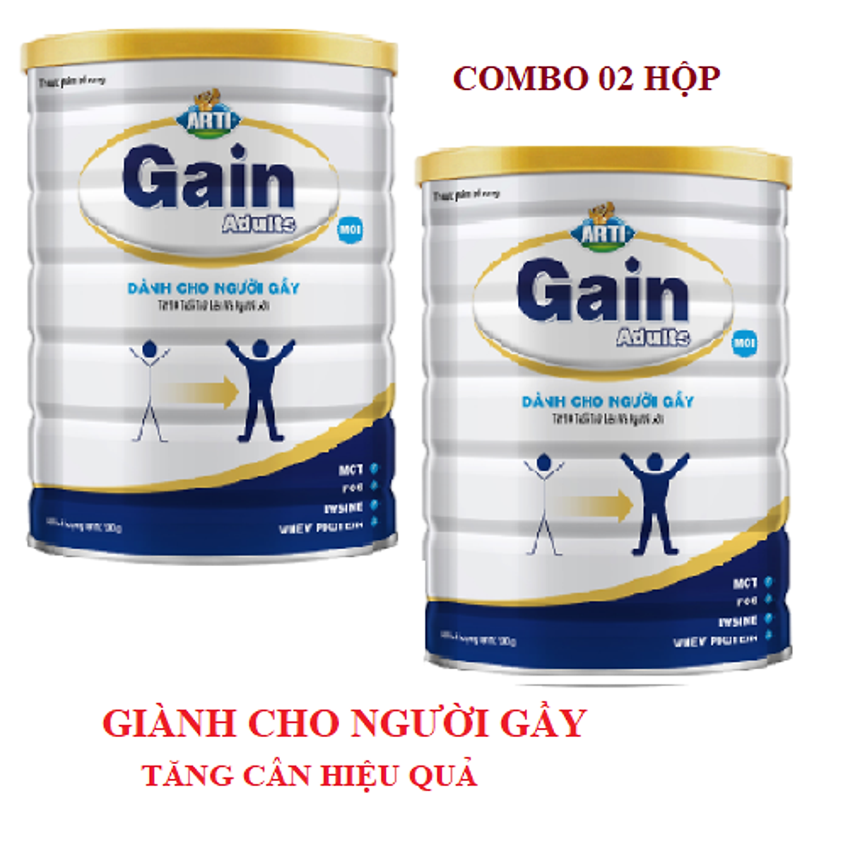 Combo 02 hộp sữa ARTI GAIN ADULTS 900g-dinh dưỡng giành cho người gầy, chơi thể thao, lao động nặng, suy nhược (10 tuổi trở lên)
