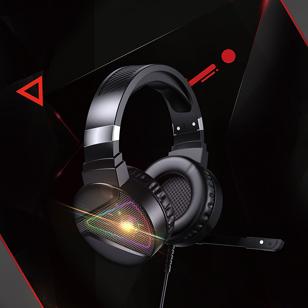 Tai nghe chụp tai Gaming tích hợp Mix HXSJ F16 RGB Jac 3.5mm âm thanh 3D Bass cực đã chuyên dùng nghe nhạc, chơi game - Hàng chính hãng