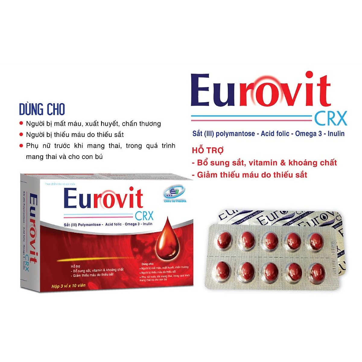 ViÊn BỔ MÁu Eurovit BỔ Sung SẮt Iii Acid Folic KhÔng NÓng KhÔng TÁo BÓn BỔ Sung SẮt Cho 