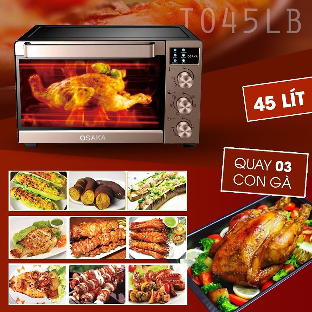 LÒ NƯỚNG THÙNG OSAKA TO-45LB - ĐẶC BIỆT CHỨC NĂNG RÃ ĐÔNG - HÀNG ...