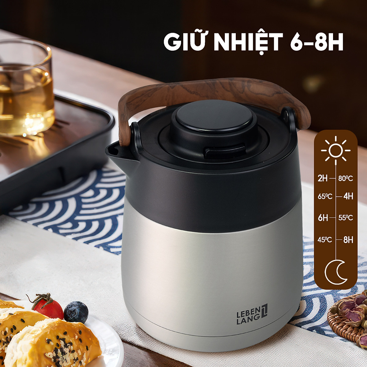 Bình pha trà giữ nhiệt inox 304 có lõi lọc trà Lebenlang LBL3031, dung tích 1000ml - hàng chính hãng