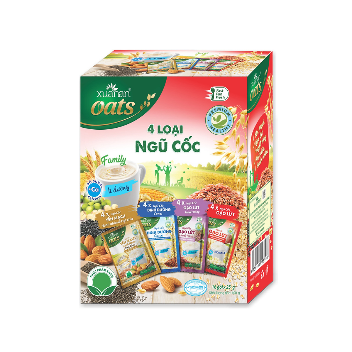 4 Loại Ngũ Cốc Xuân An [ít đường] Hộp 400G {25g*16 gói}