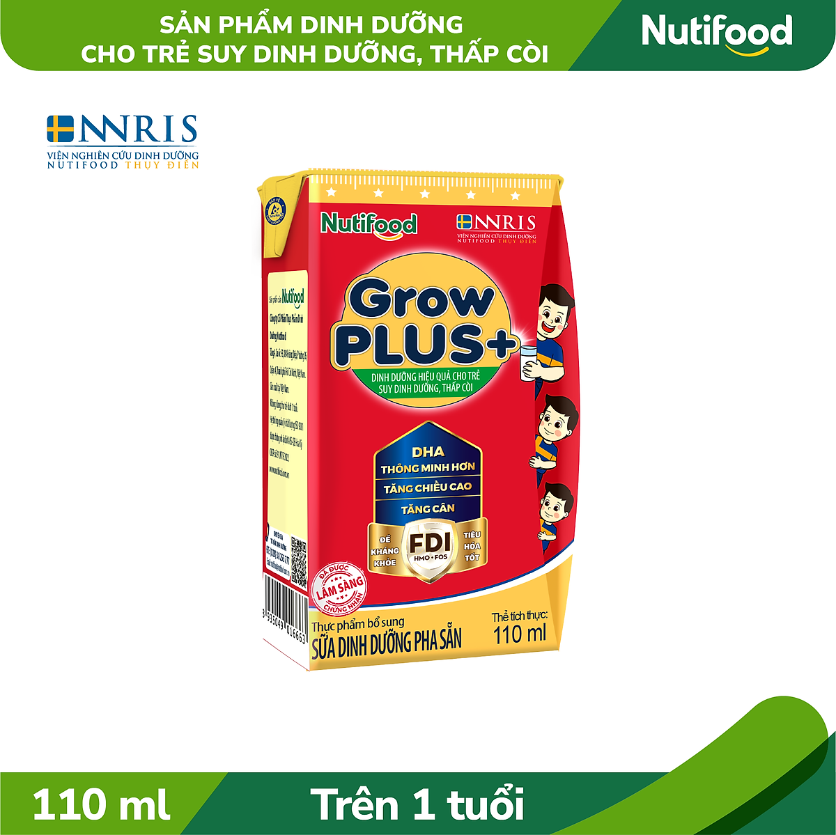 Thùng Sữa bột Pha Sẵn GrowPLUS+ Suy Dinh Dưỡng (đỏ) (48 hộp 110ml)