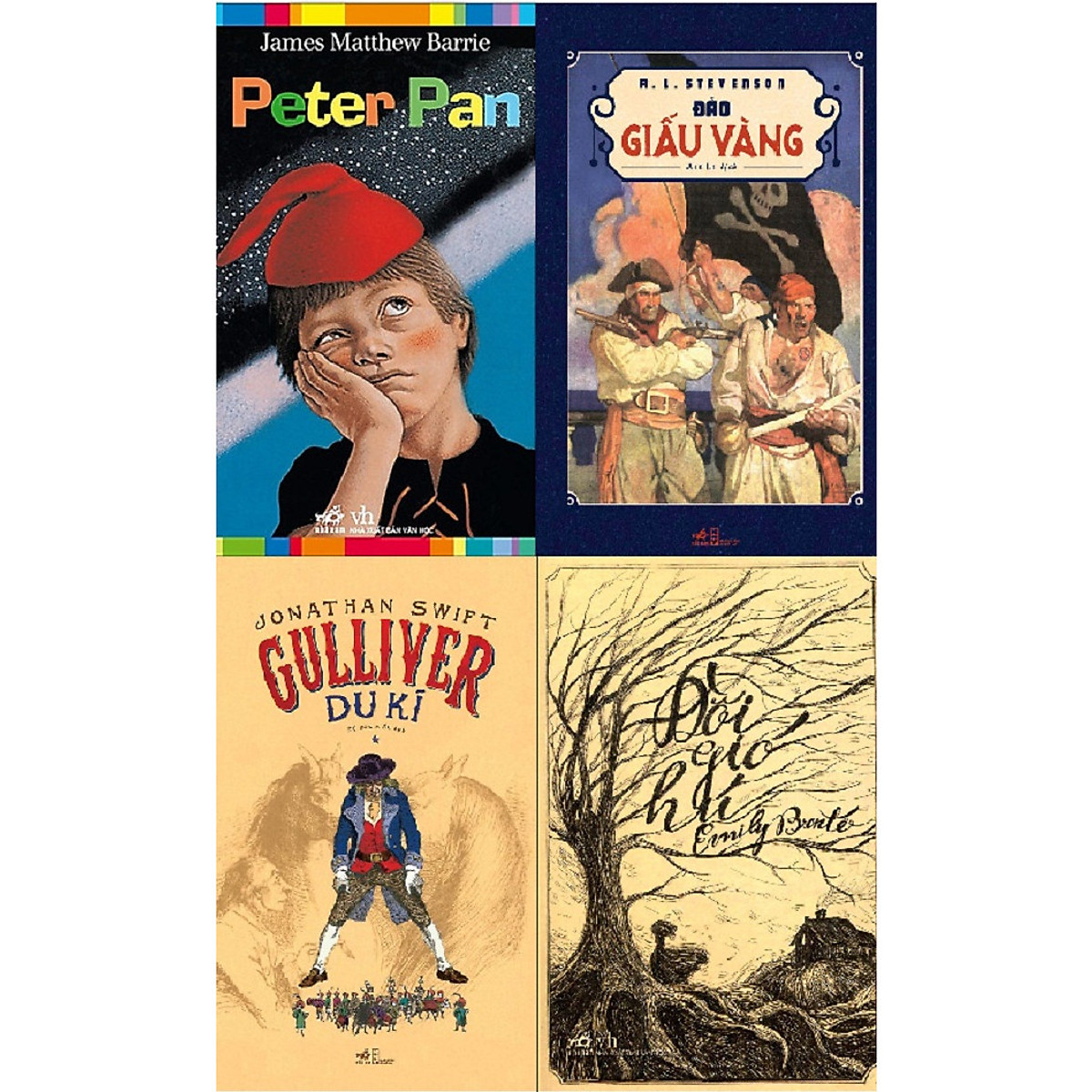 Combo 4 Cuốn Sách Kinh Điển - Peter Pan + Đảo Giấu Vàng + Gulliver Du Kí + Đồi Gió Hú