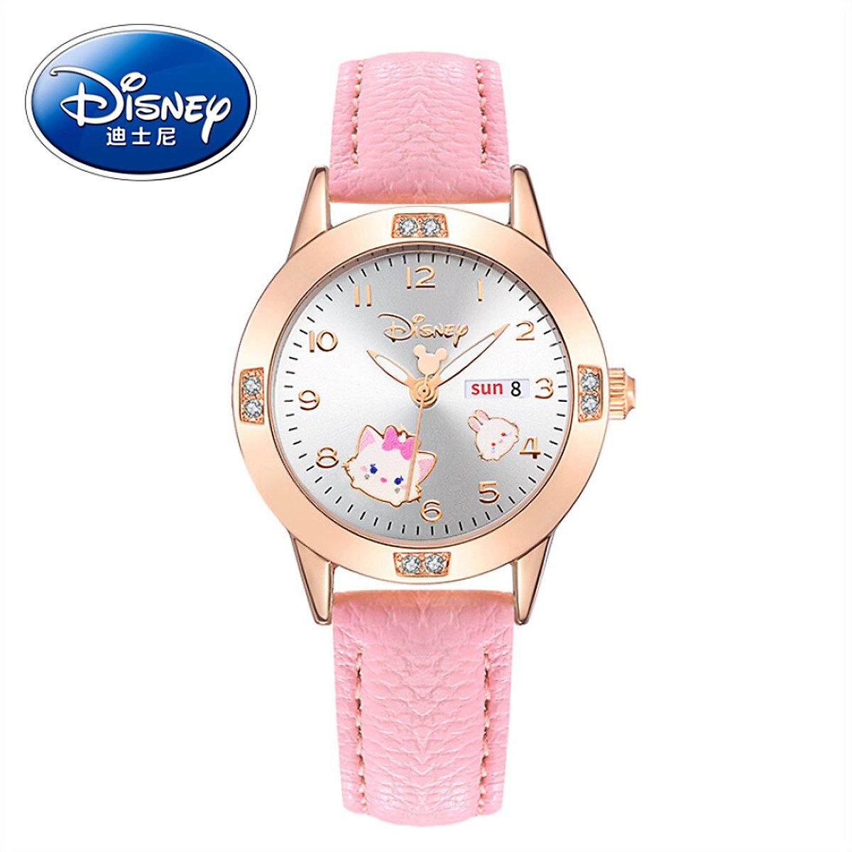 Mua Disney student watch female Korean version of the waterproof simple quartz watch cute cartoon luminous pointer children watch girl 327 rose gold shell powder with Mary cat Mua Disney student watch female Korean version of the waterproof simple quartz watch cute cartoon luminous pointer children watch girl 327 rose gold shell powder with Mary cat