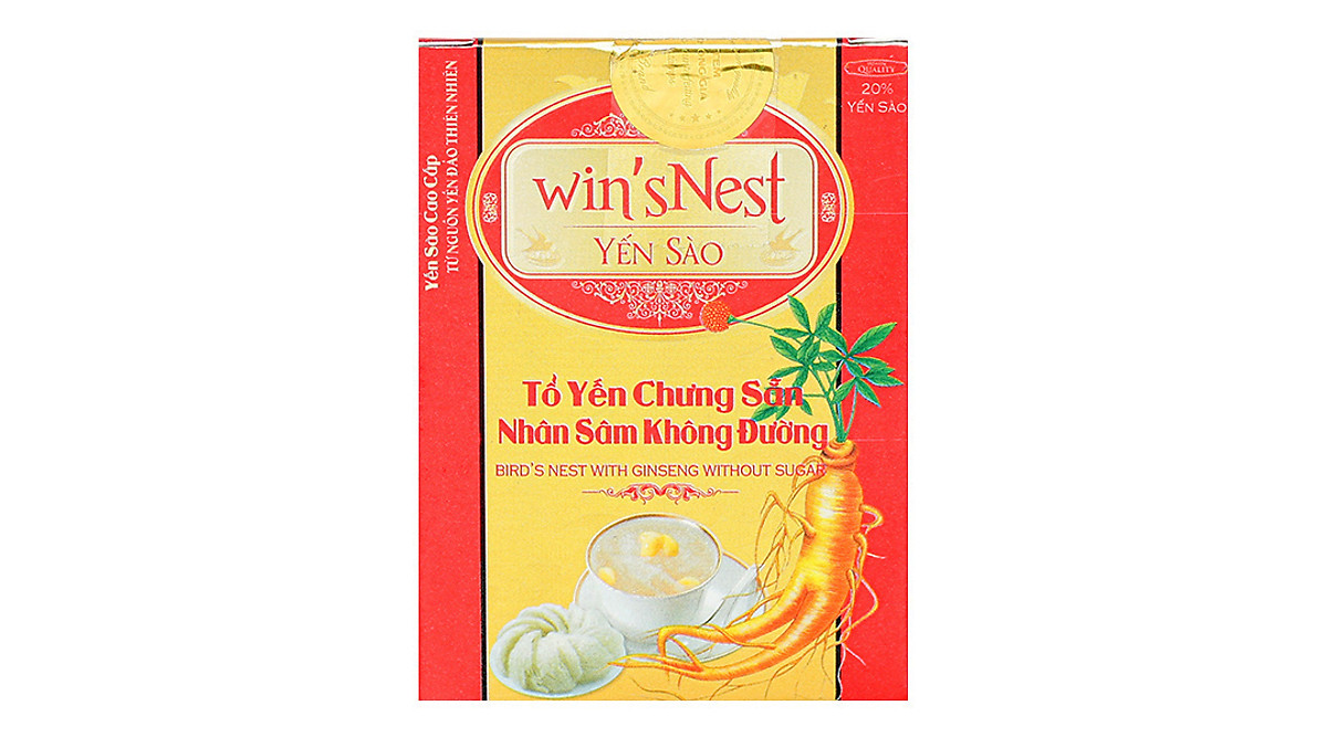 Combo 12 lọ Yến Sào Win'snest Tổ Yến Chưng Sẵn Nhân Sâm Không Đường 20% (70ml/ Lọ)
