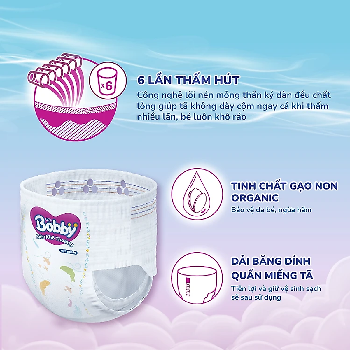 Tã quần Bobby Siêu Khô Thoáng - 100% Thoáng Khí Mega Jumbo - XL84