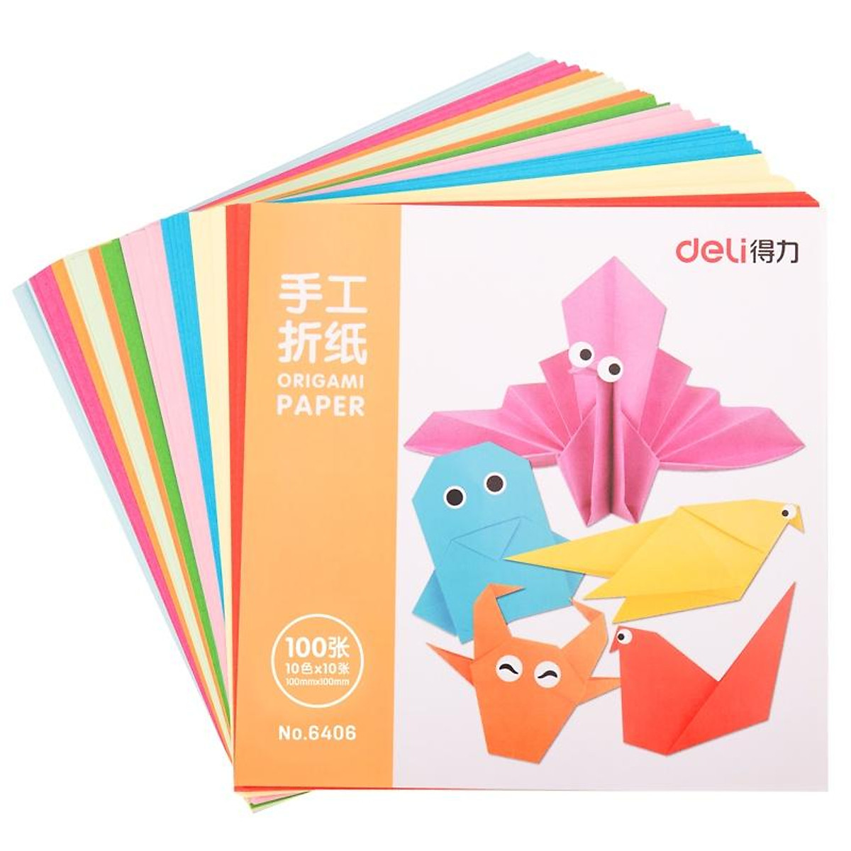 Giấy thủ công 100 tờ học sinh Deli - 10x10cm /15x15cm - Giấy gấp orgigami, hoa, giấy gấp hạc - Nhiều màu - Nhiều kích thước - 6406 / 6407 / 74801