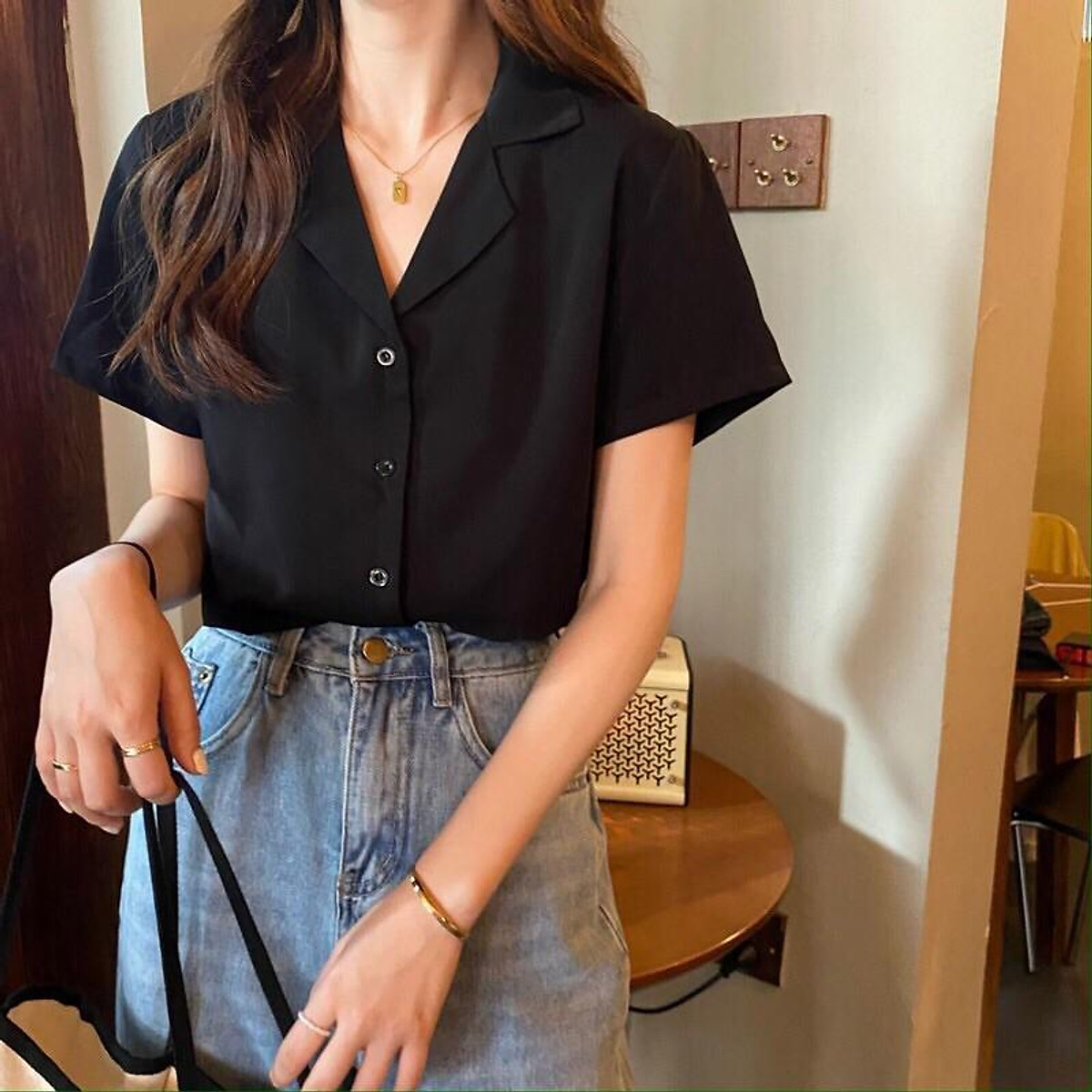 Áo Sơ Mi Ngắn Tay Cổ Vest Trơn Vải Lụa Nam Nữ Unisex - Áo sơ mi nam tay ngắn trơn Áo Sơ Mi Ngắn Tay Cổ Vest Trơn Vải Lụa Nam Nữ Unisex - Áo Sơ Mi Nam Tay Ngắn Trơn