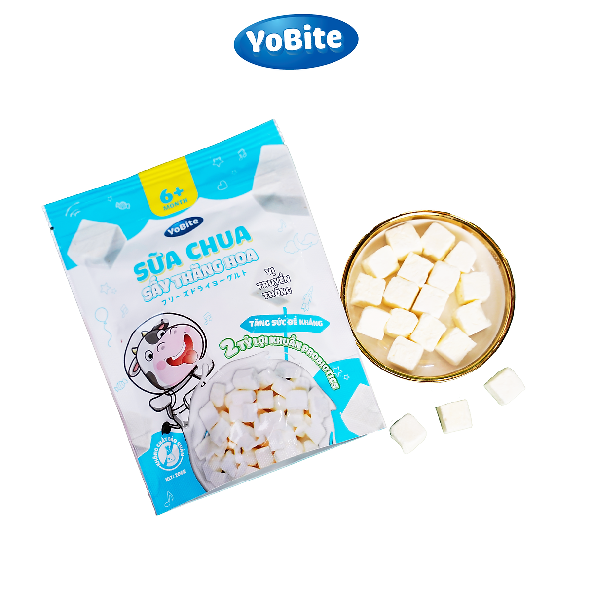 Sữa chua khô ăn dặm YoBite Kids vị Truyền thống - Hỗ trợ tiêu hóa, ngừa biếng ăn