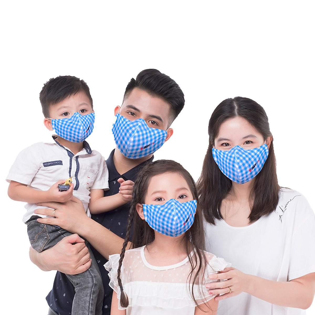 Mua Combo Khẩu Trang Kissy Chống Bụi Mịn Vải Caro Cá TÍnh Gia Đình 4 người - Caro đỏ trắng - 2 khẩu trang size S tại TOP A | Tiki