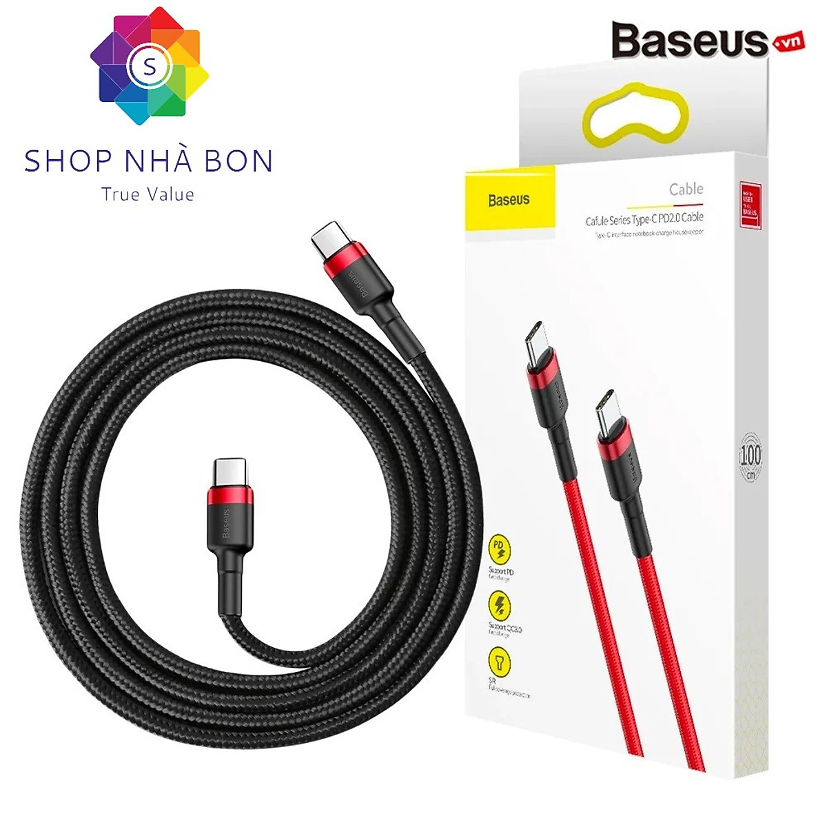 Dây cáp sạc nhanh Type-C truyền data tốc độ cao Baseus Cafule Type C to Type C PD cho Smartphone / Tablet / Macbook / Laptop Type C dài 1M (3A, 60W, Sạc nhanh PD, Sạc nhanh QC 4.0 Quick Charge) - hàng chính hãng