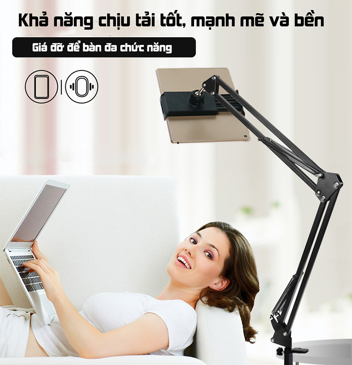 Giá đỡ điện thoại Ipad,máy tính bản đa năng PKCB PF88 - Hàng chính hãng