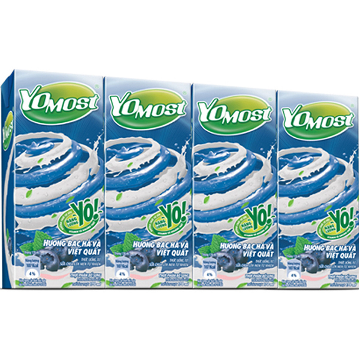 Thùng 48 Hộp Sữa Chua Lên Men Tự Nhiên Yomost Bạc Hà - Việt Quất (170ml/Hộp)