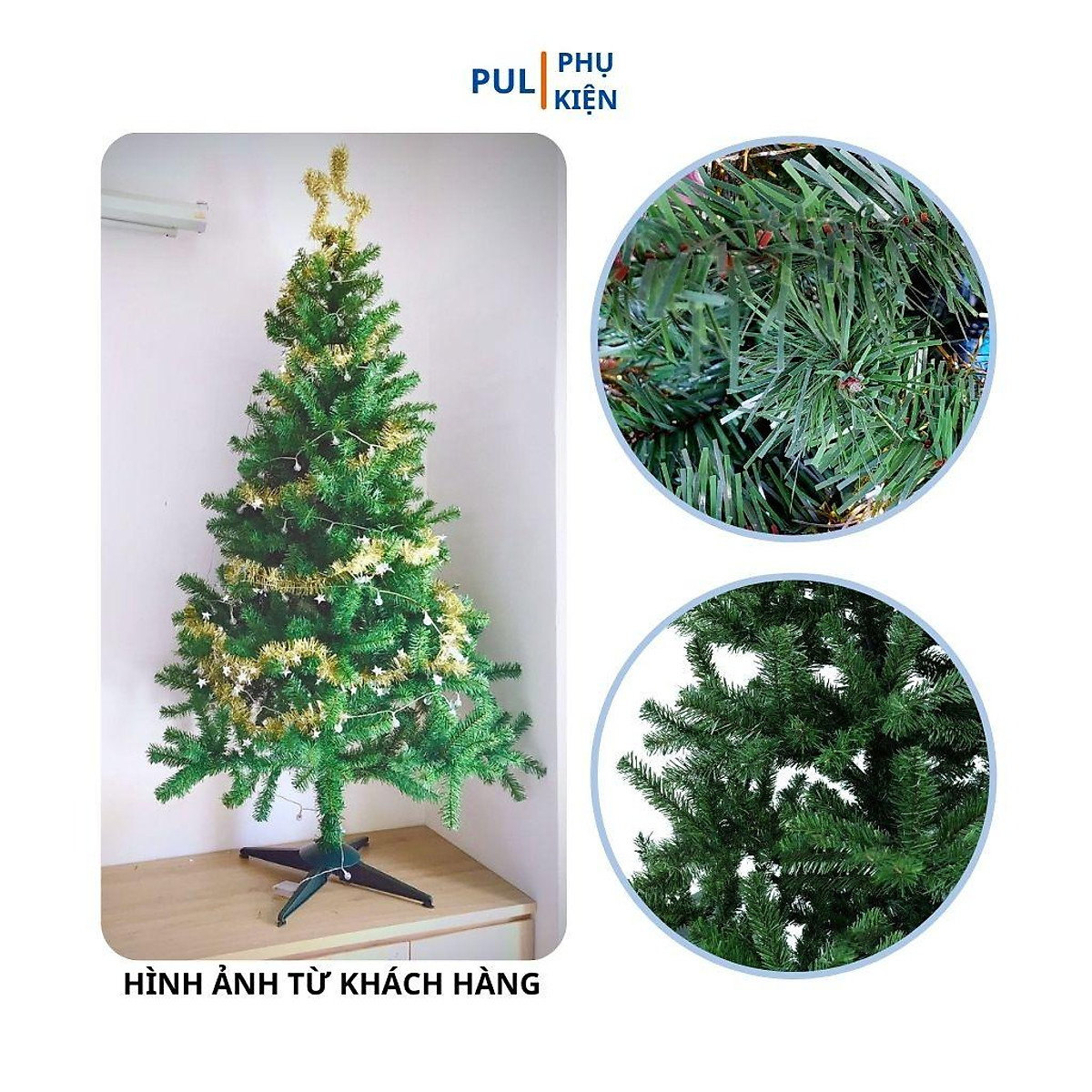 Cây thông noel xanh 1m8 kèm ngôi sao đỉnh và dây kim tuyến trang ...