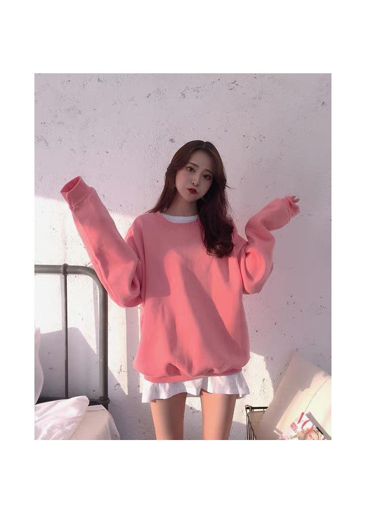 Áo sweater hồng trơn - Sweatshirt basic pink