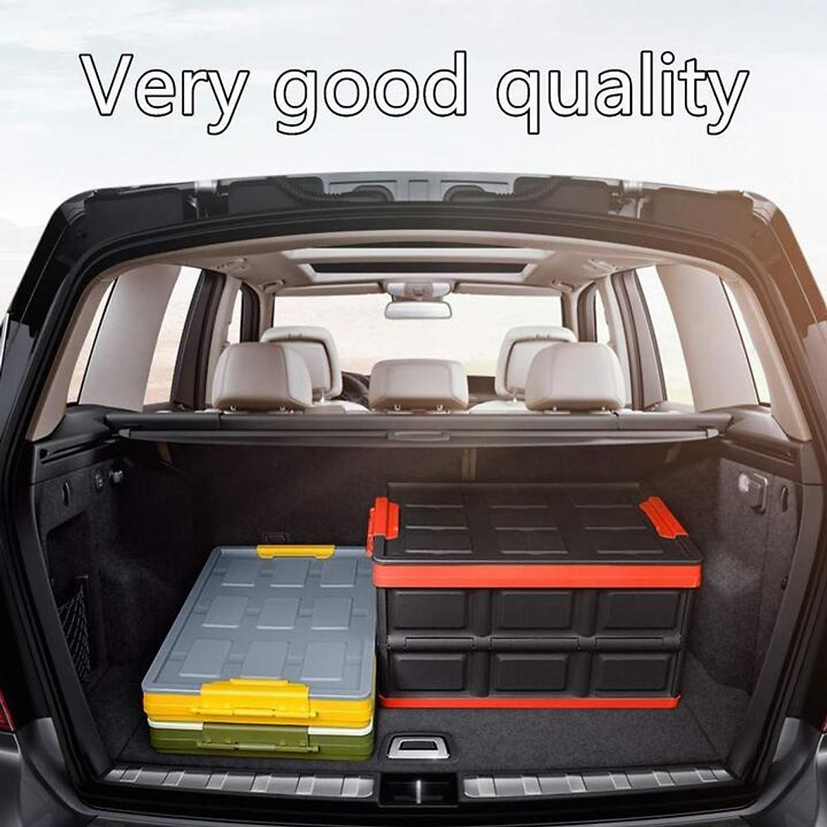 Hộp để đồ đa năng gấp gọn cốp sau ô tô dung tích 55 lít, Kích thước: Sâu x Rộng x Cao (52cm x 35cm x 28cm), Màu đen, KM309-55