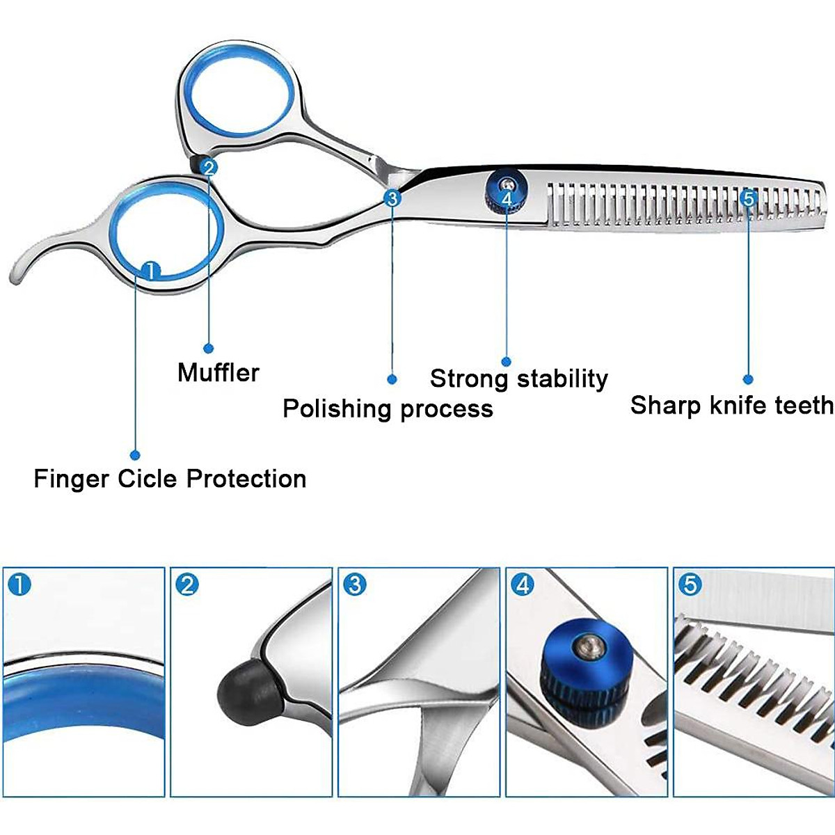 Mua 8 PCS Professional Stainless Steel Haircut Shears with Hair Cutting Shear Set Mua 8 PCS Professional Stainless Steel Haircut Shears with Hair Cutting Shear Set