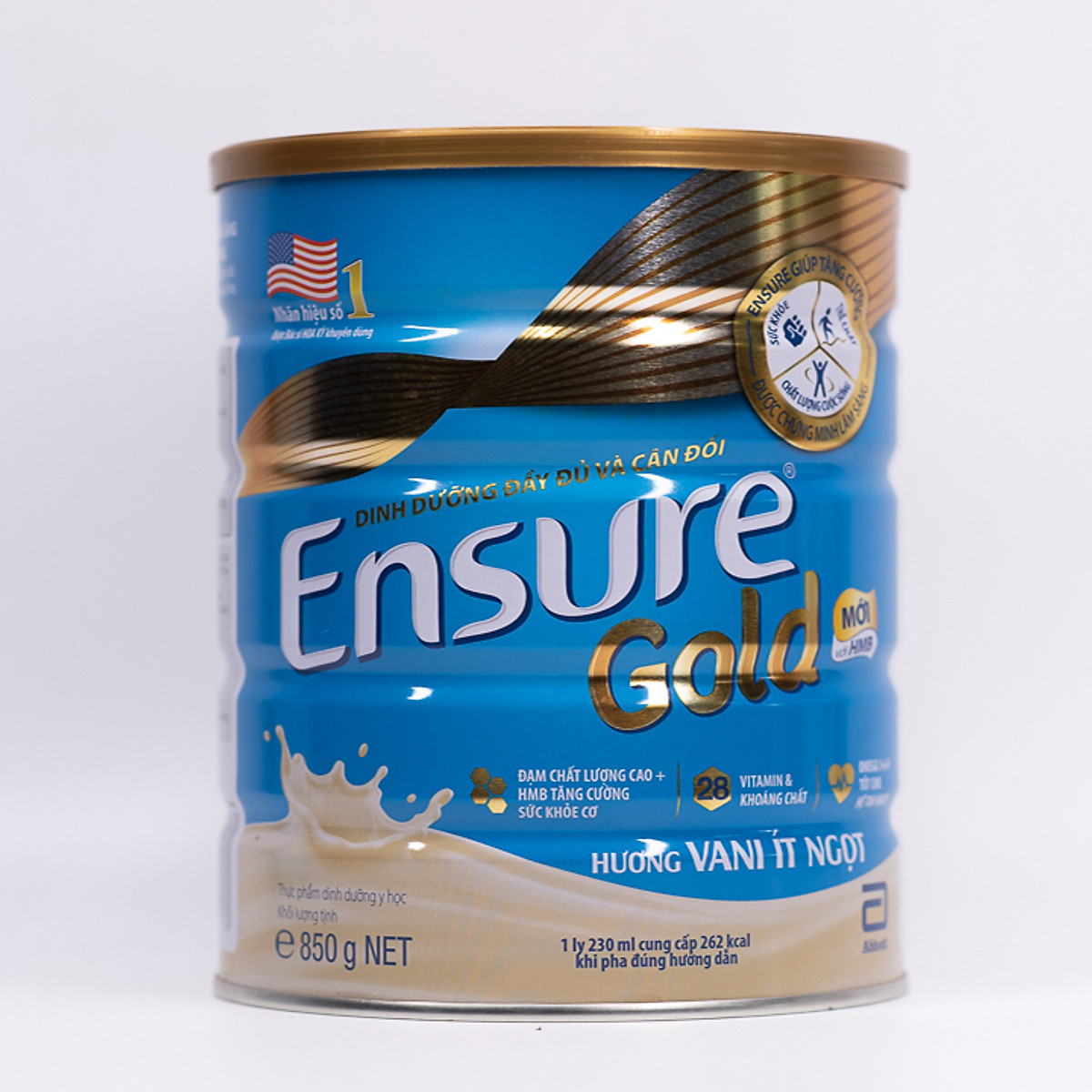 Sữa Bột Abbott Ensure Gold Hương Vani Ít Ngọt 850g