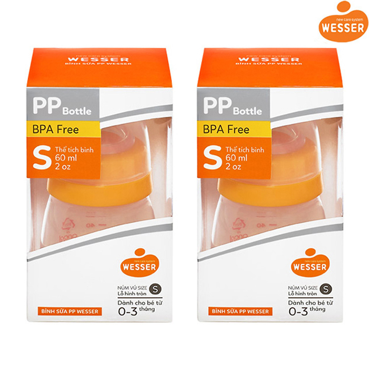 Combo 2 Bình Sữa PP Wesser - (Giao màu ngẫu nhiên)
