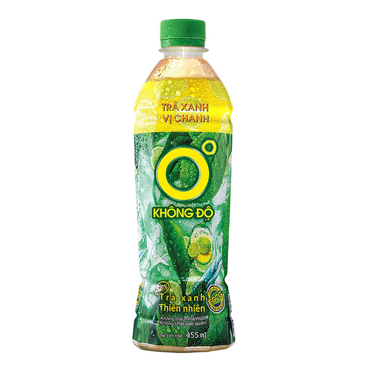 Thùng 24 chai Trà xanh vị chanh Không Độ chai PET 455 ml