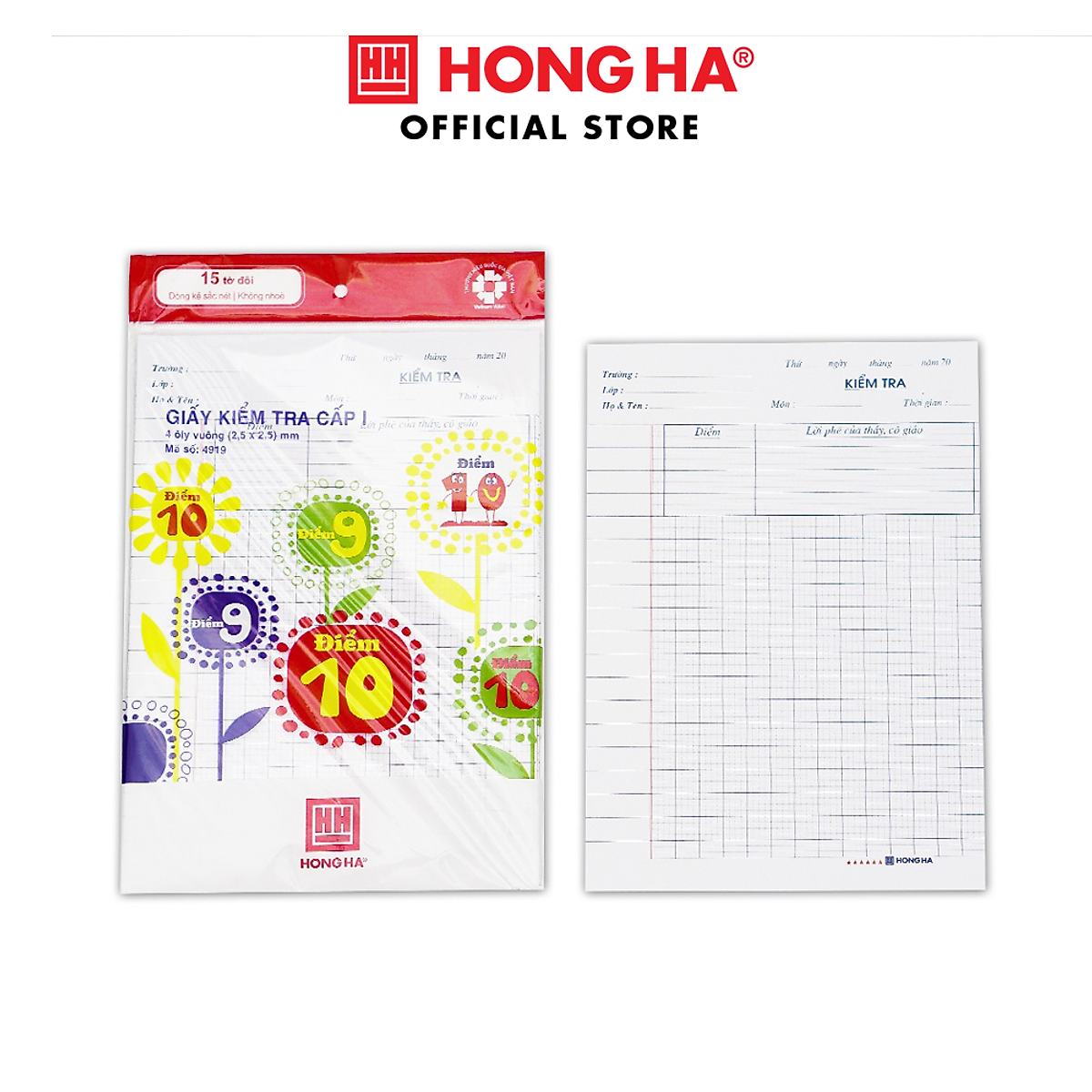 Giấy kiểm tra 4 ô ly Hồng Hà - 4919