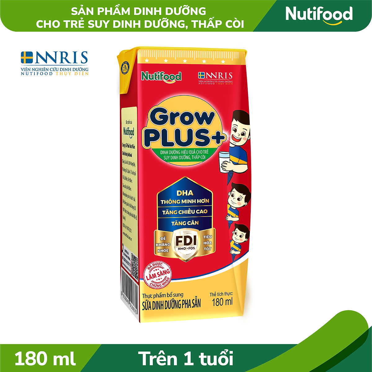 Thùng Sữa bột Pha Sẵn GrowPLUS+ Suy Dinh Dưỡng (đỏ) (48 hộp 180ml)