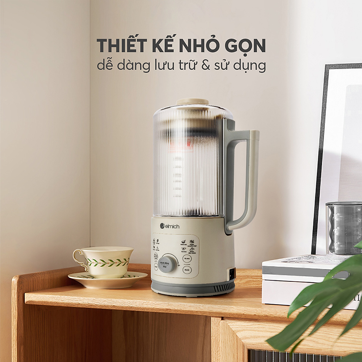 Máy làm sữa hạt Elmich CBE-8720, công suất xay 300W, công suất nấu 500W, dung tích xay nóng 600ml và xay lạnh 800ml, lưỡi dao với 10 cánh giúp xay nhuyễn, nhỏ gọn, dễ dàng lưu trữ và sử dụng - Hàng chính hãng