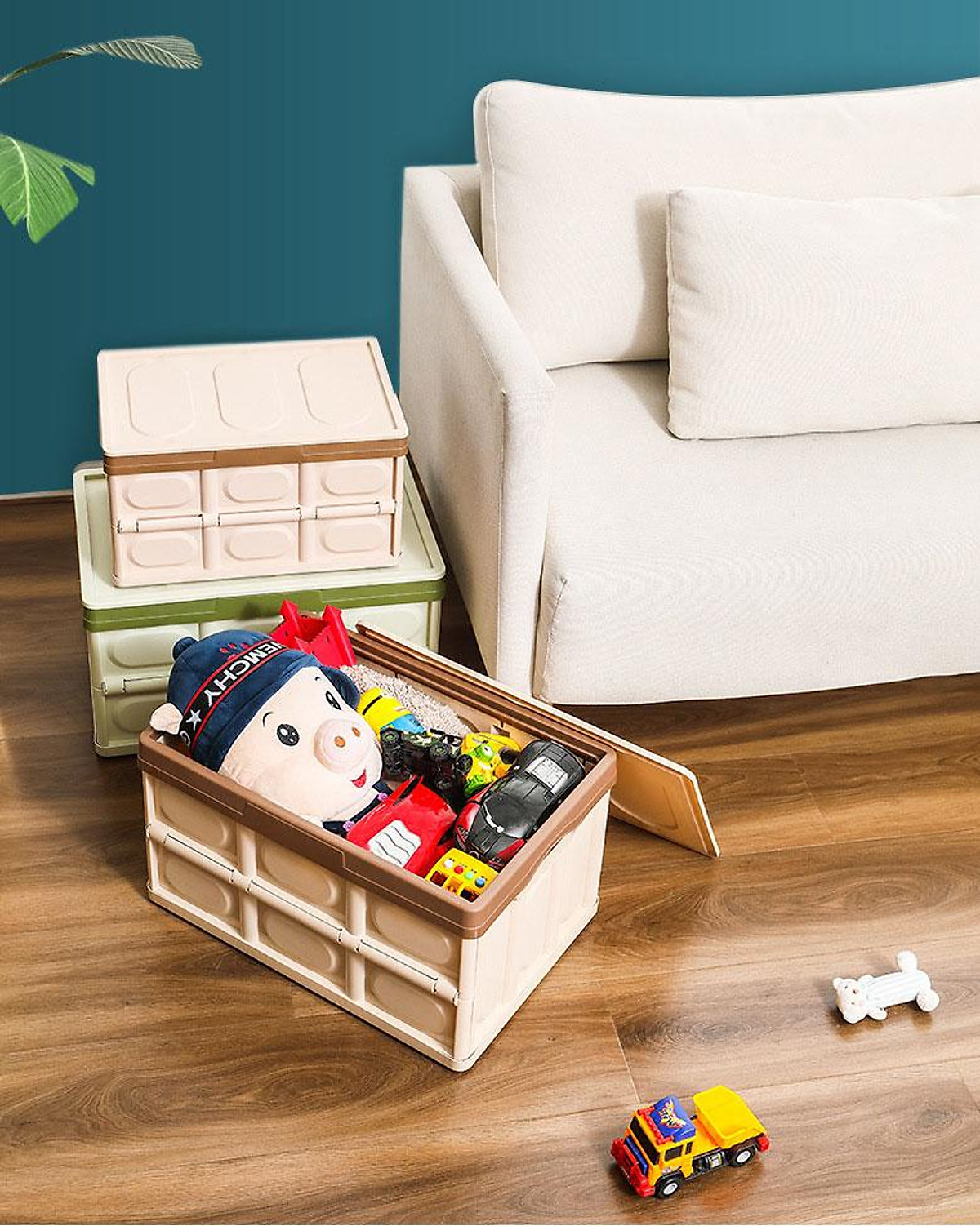 Thùng đựng đồ Ô Tô để cốp có thể gập gọn có nắp đậy, dùng để đựng đồ chơi trẻ em, đồ đi chợ, siêu thị, đồ chơi khi đi dã ngoại hay pic nic để xe bạn gọn gàng hơn khi di chuyển - dung tích55L