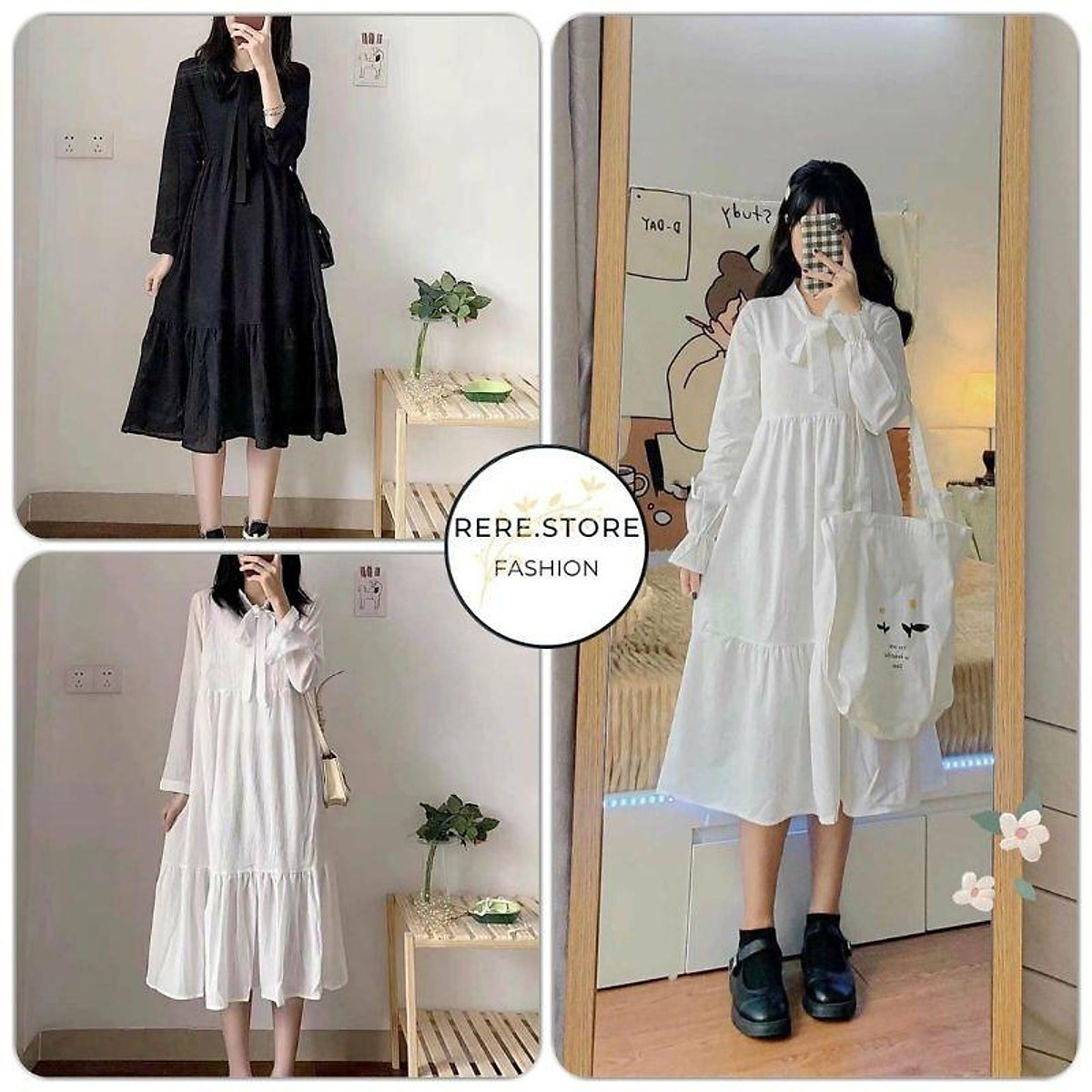Mua Váy trễ vai tay dài 3 tầng phối chun eo  Đầm trắng nữ bánh bèo tiểu  thư babydoll mặc đi biển đẹp hàn quốc ulzzang  Tiki