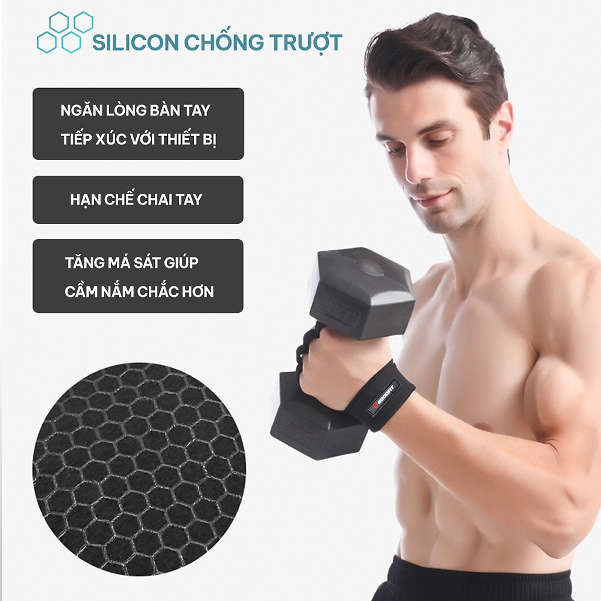 Găng tay tập Gym kết hợp quấn cổ tay GoodFit GF207G chống chai tay, bảo vệ cổ tay