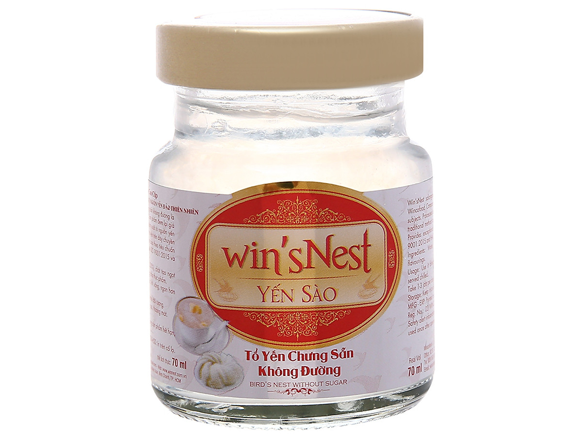 Yến Sào win'sNest Tổ Yến Chưng Sẵn 20% Không Đường (6 Lọ/Hộp) kèm túi