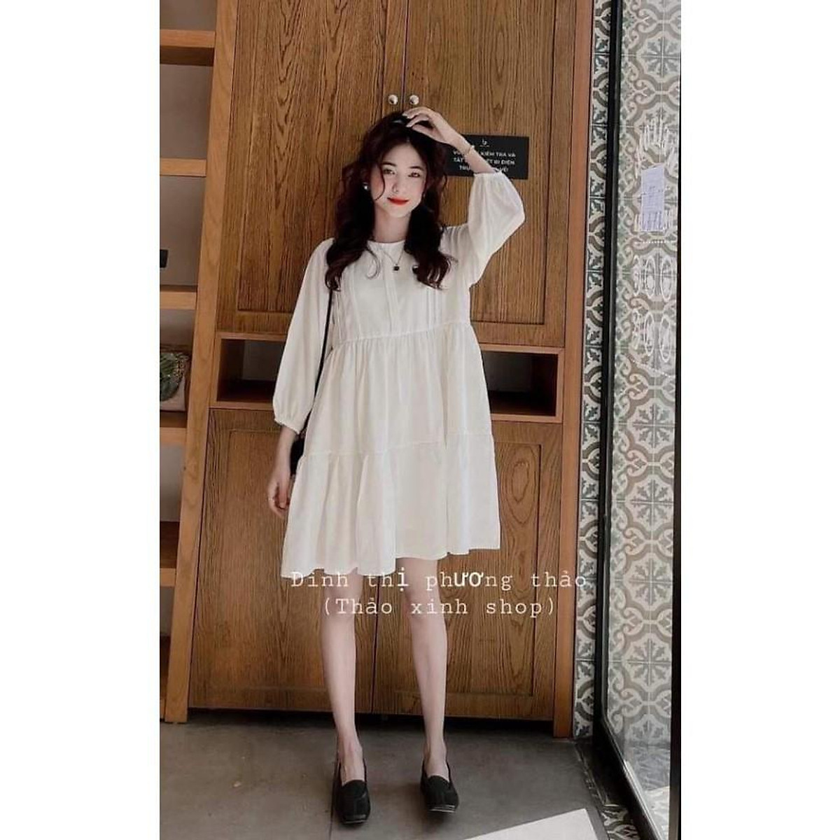 Đầm babydoll nữ babydoll dáng dài đuôi cá khuy cài đầm nữ xòe tay bồng  đầm trắng đầm ulzzang đầm dự tiệc đầm suông  Shopee Việt Nam