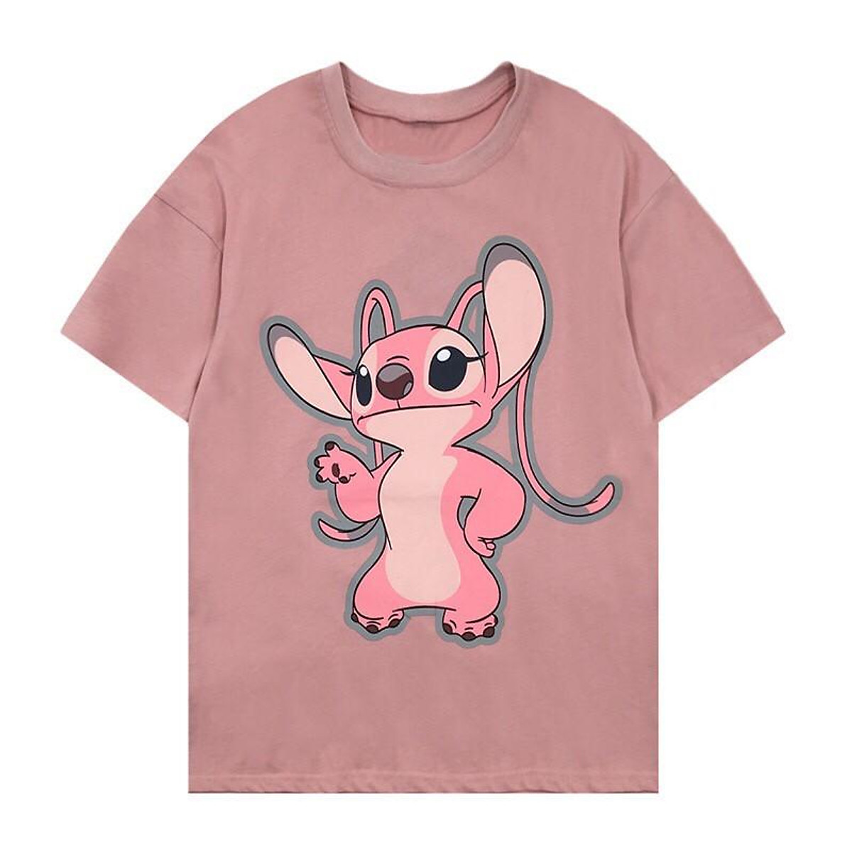 Áo thun nữ form rộng - Áo phông nữ form rộng Stitch Hồng