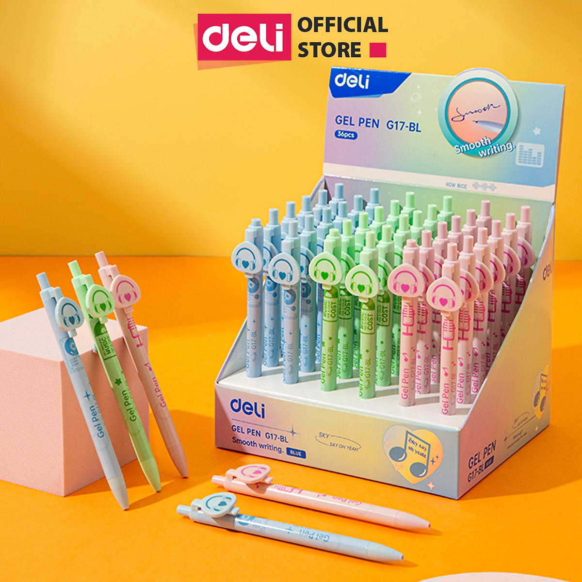 Bút Bi Nước Mực Gel Bấm Ngòi 0.5 Nhanh Khô Siêu Mướt Nhiều Mực BST Limited Deli - Viết Bi Học Sinh Văn Phòng - EG17-BL