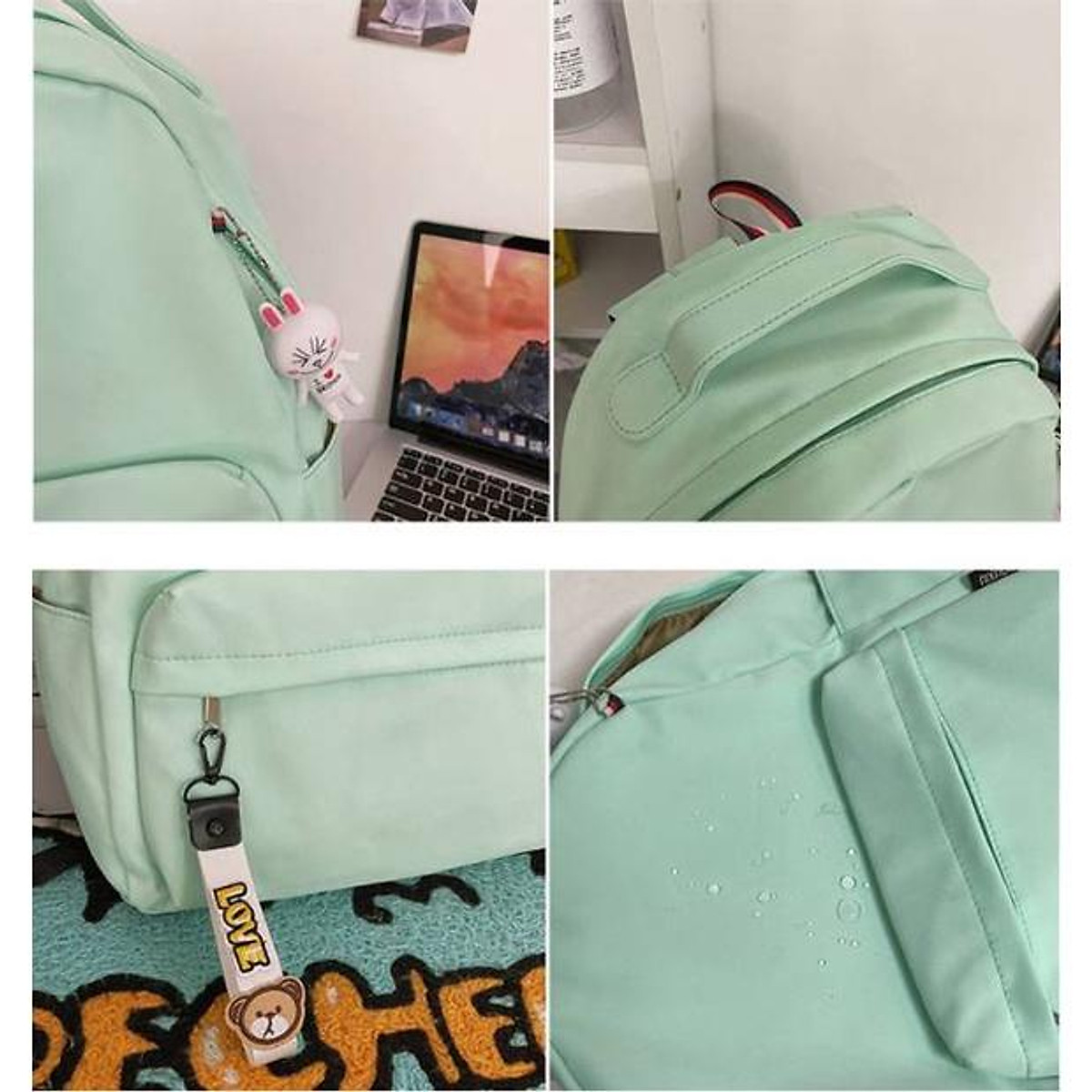 Blue Period. Backpack With Pendant Breathable Large Capacity Students Bag School Gift For Kids Macaron Candy Blue Period. Backpack With Pendant Breathable Large Capacity Students Bag School Gift For Kids Macaron Candy