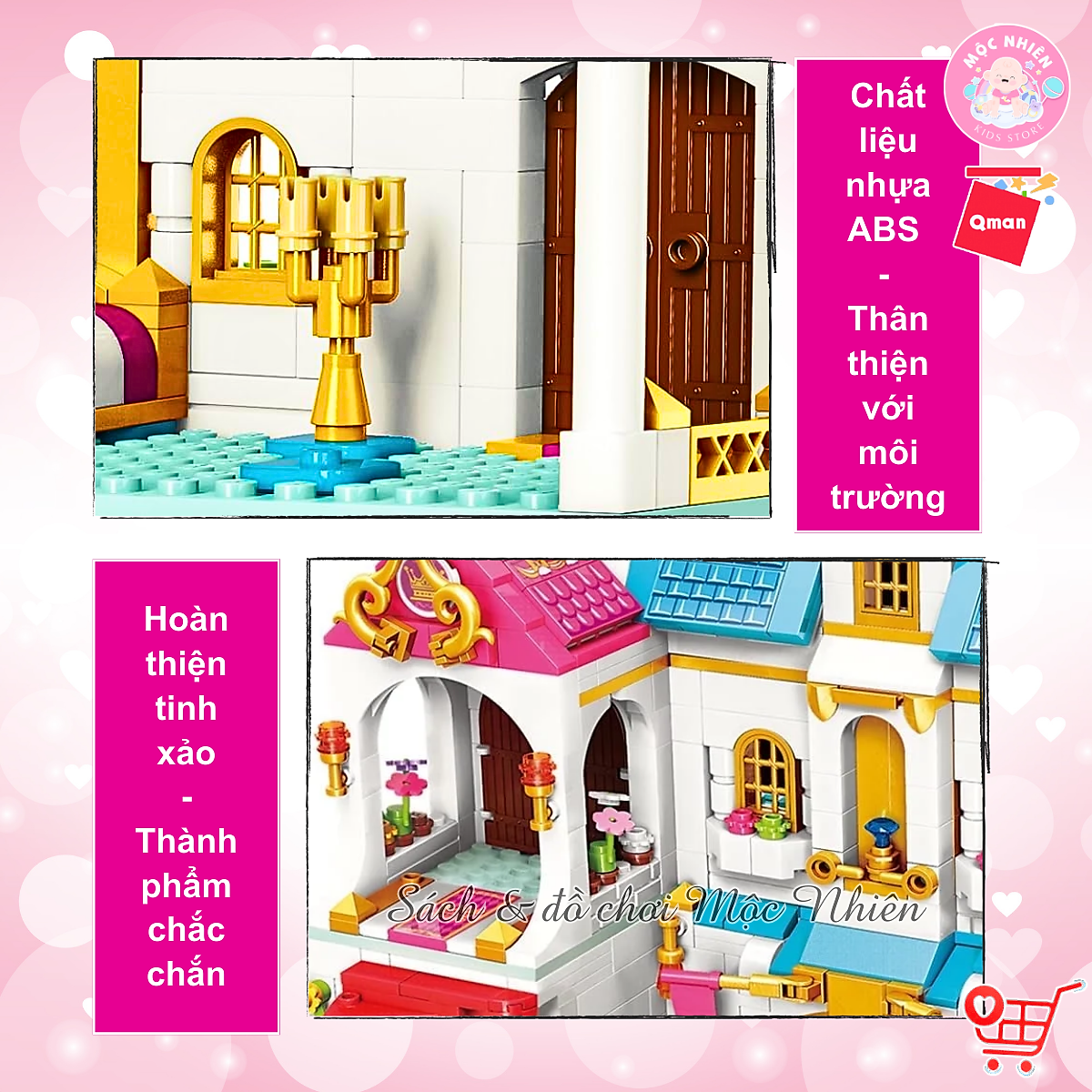 Đồ chơi lắp ráp xếp hình lâu đài bé gái Qman 32014 - Lâu đài cầu vồng (605 mảnh ghép) - Dành cho bé từ 6 tuổi