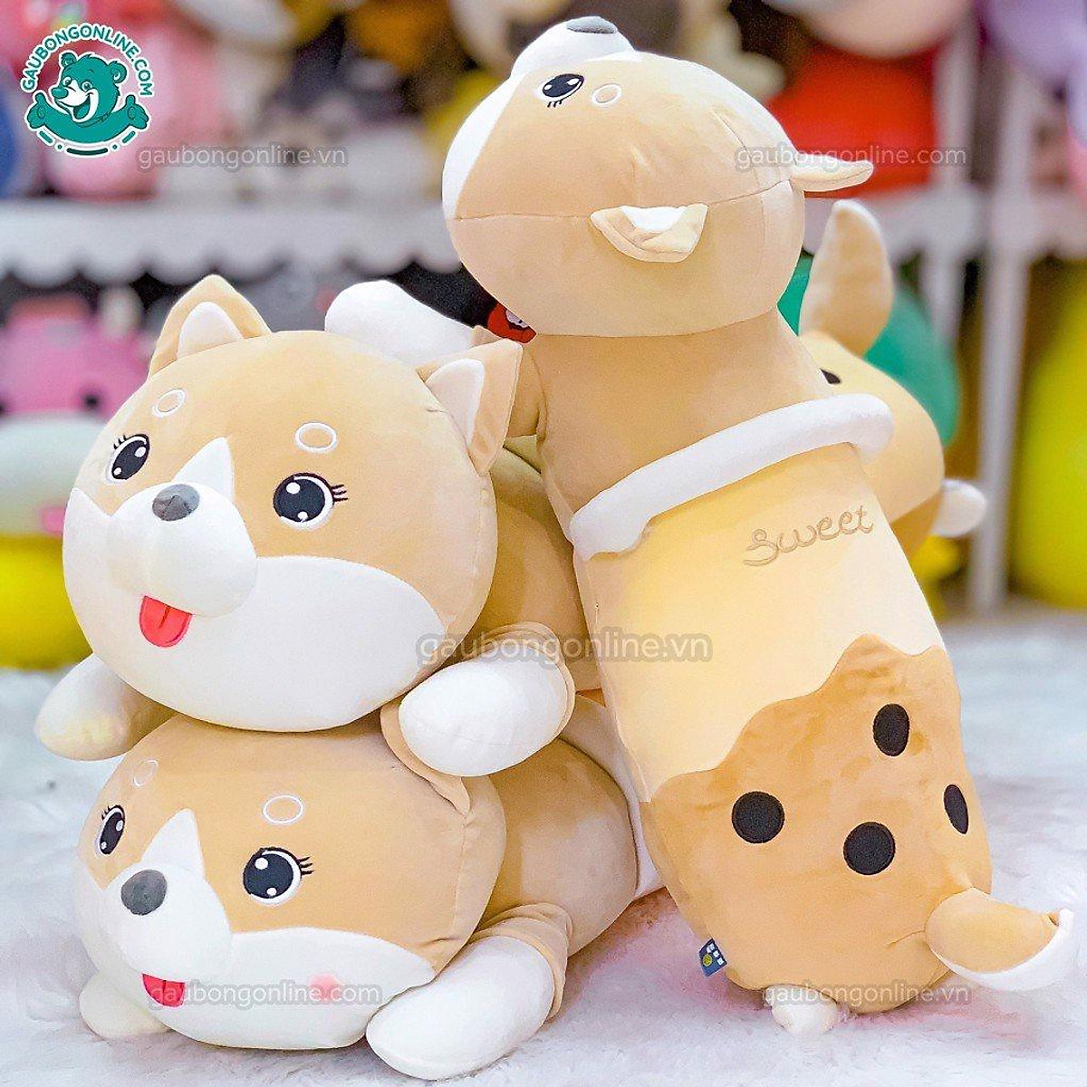 Gấu Bông Chó Shiba Bụng Trà Sữa Cute, Thú Bông Nhập Khẩu Cao Cấp