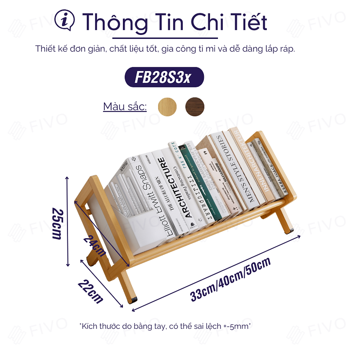 Kệ Sách Gỗ Tre Tự Nhiên Để Bàn Mini FB28 FIVO Dễ Lắp Ráp, Tiết Kiệm Diện Tích, Decor Trang Trí Bàn Học Và Bàn Làm Việc