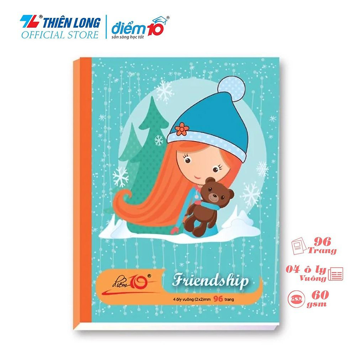 Tập học sinh 96 trang 4 ô ly vuông 60 gsm Điểm 10 TP-NB039 (hình ngẫu nhiên)