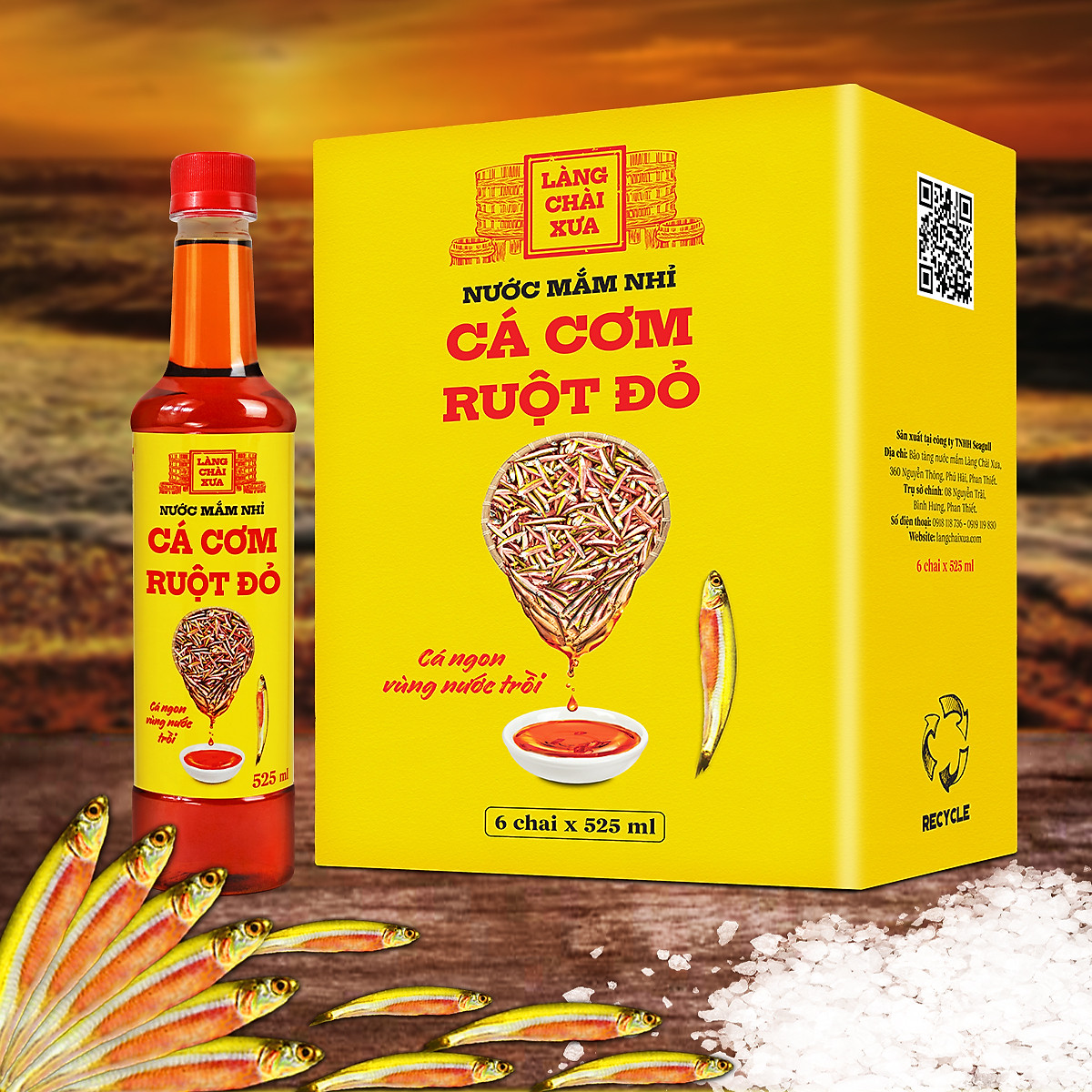 Đặc Sản Phan Thiết - [Combo 3 Chai] Nước Mắm Nhỉ Làng Chài Xưa Cá Cơm Than, Tôm Biển, Cá Cơm Ruột Đỏ 525Ml/Chai Nhựa Cao Cấp, Tiết Kiệm