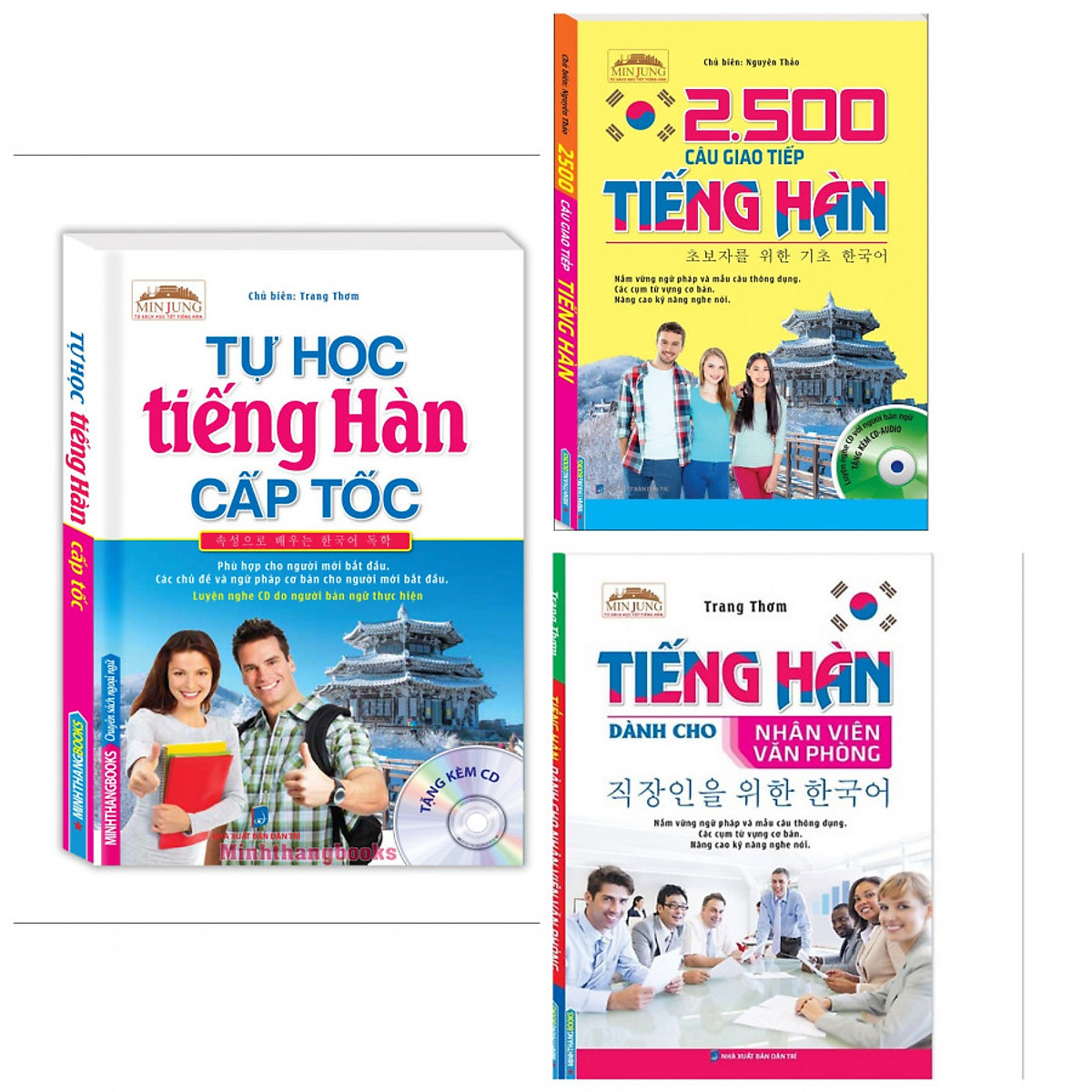 Combo Sách Học Tiếng Hàn: Tự Học Tiếng Hàn Cấp Tốc + 2500 Câu Giao Tiếp Tiếng Hàn + Tiếng Hàn Dành Cho Nhân Viên Văn Phòng-Tặng Bookmark PĐ