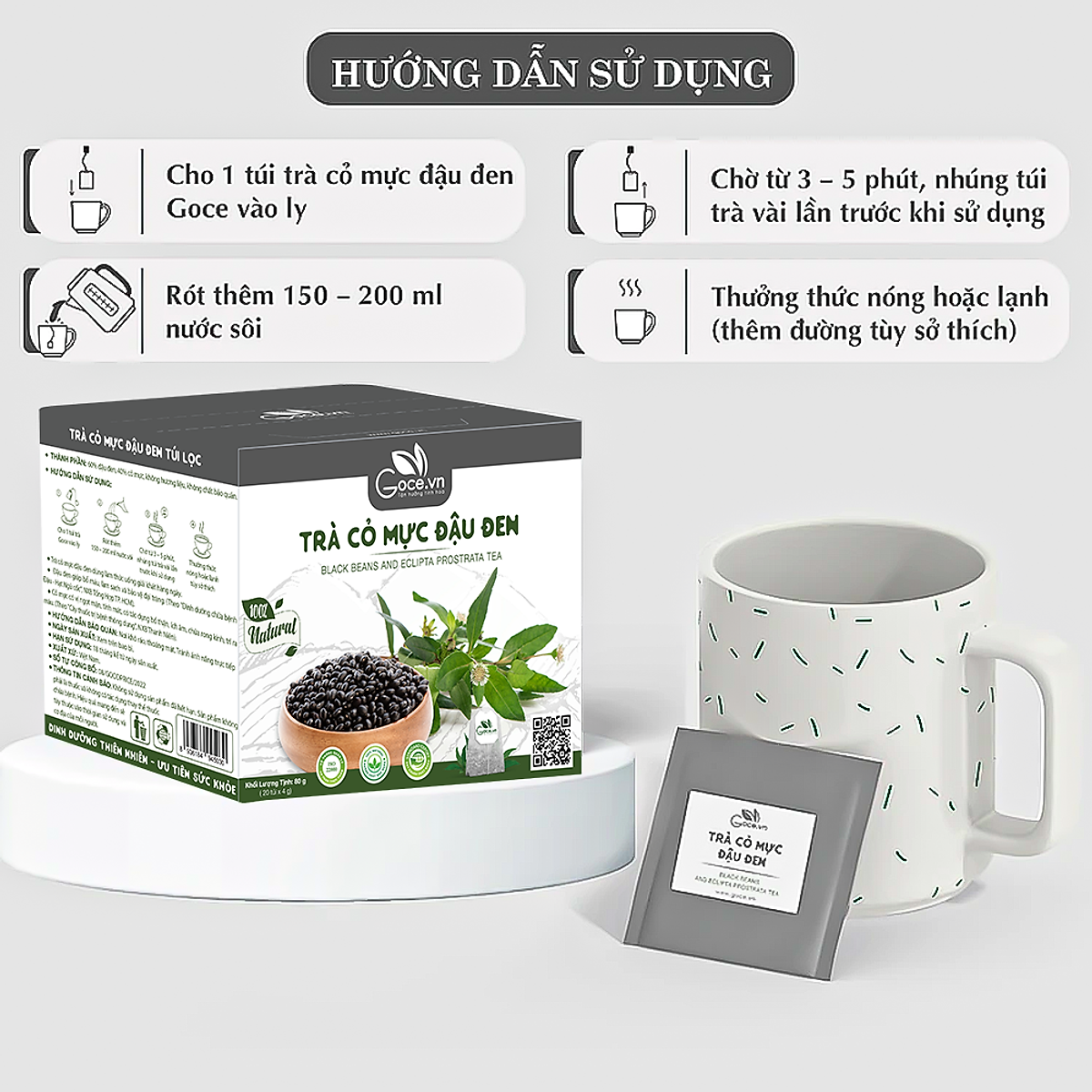 Trà cỏ mực đậu đen túi lọc Goce - Bổ thận mát gan