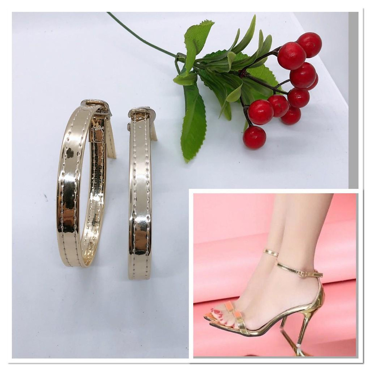 Hàng y hình Phụ Kiện dây giày nữ da bóng ( 1 đôi ) T&T
