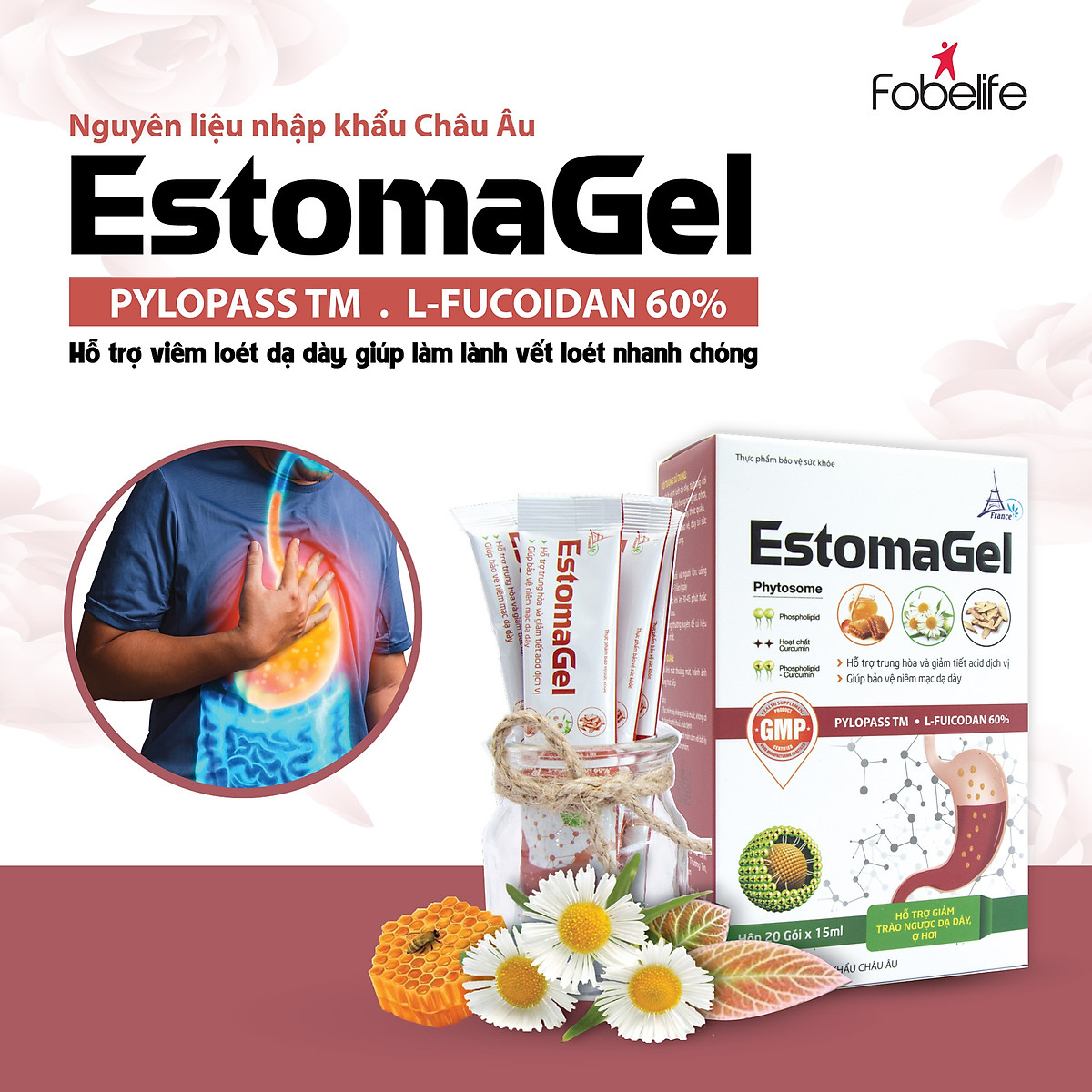 Gói Uống Giảm Nhanh Cơn Đau Dạ Dày Trào Ngược Thực Quản ESTOMAGEL ( Hộp 20 gói dạng nước )